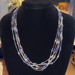 liz & co. Silver and Blue Beaded Necklace
